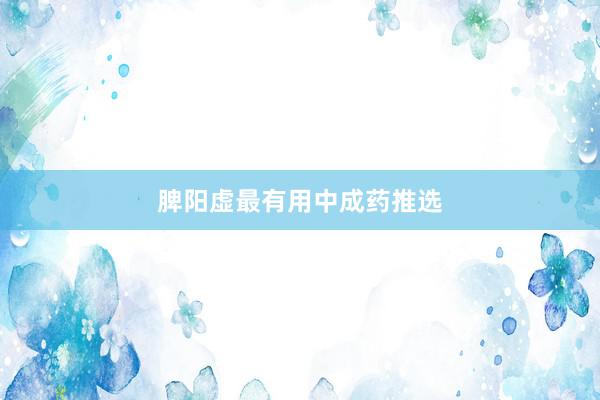 脾阳虚最有用中成药推选